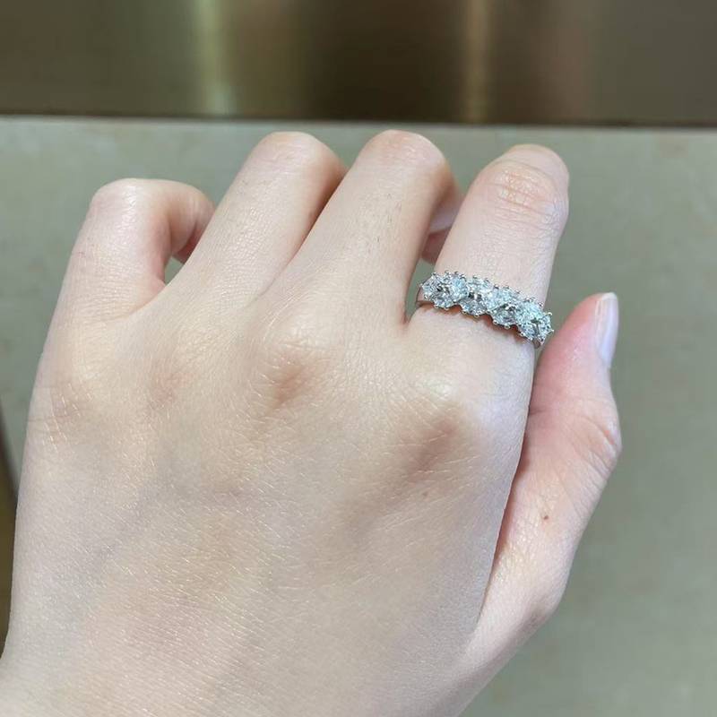排戒S925银镀白金Women's Ring定制选款副石Moissanite1.1ct